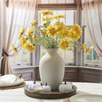 Large Ceramic Rustic Flower Vase, 10.43 Inch Tall Vintage Pottery Home Decor, Antique Farmhouse Terracotta Vase for Living Room, Shelf, Table, Mantel Decoration, Farmhouse - Off-White