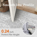 Gray Area Rug 8x10 for Living Room Washable Vintage Carpet Low Pile Non Slip Distressed Soft Traditional Retro Oriental Large Grey Accent Throw Rug Office Bedroom Dining Room Playroom