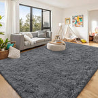 OLANLY 8x8 Machine Washable Large Area Rugs for Living Room, Bedroom, Soft Fluffy Shaggy Bedside Rug, Indoor Floor Carpet for Kids Girls and Boys, Dorms, Nursery, Home Decor Aesthetic, Grey
