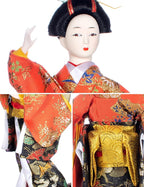 ALAMIYA Home Decoration Asian Japanese Geisha Kimono Doll Collectible Figurine Gift with Paper Fan