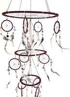 Dream Catcher - Traditional Feather and Mosaic Glass Brown Dream Catcher XLarge 3-D Triple Size, 30" Long X 10" Diameter - (Brown)