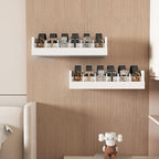 Belt Organizer for Closet - 6 Grids White Bamboo Belt Storage Organizer Racks for Men Women's Drawer, Belt Display Holder Wall Mount with 2 Pcs Tie Clip