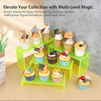 ELEGANTLIFE Acrylic Display Risers Set of 4, 4-Level Tiered Display Stands for Cupcakes, Small Figures & Jewelry, Compact Countertop Display Shelf, Multiple Colors Available (Light Green (Translucent))