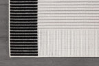 Modern Micro Loop Indoor Area Rugs for Living Room Bedroom Kitchen Geometric Striped Black-White 6x9 Luxury Durable Low and High Pile Non-Shedding Stain Resistant Soft Area Carpet 6 x 9