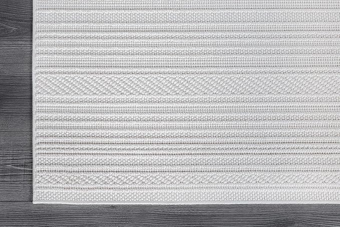 Micro Loop Indoor Rug White 10x14 Boho Geometric Neutral Area Rugs for Living Room Soft Luxury Modern Low and High Pile Durable Stain Resistant Non-Shedding Indoor Area Carpet 10 x 14