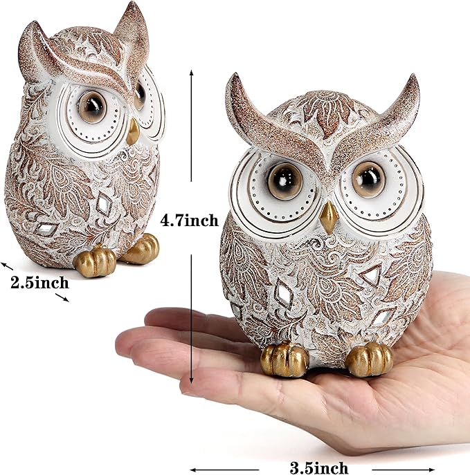 Smadeer Owl Statue and Figurine for Home Decor Accents Adorable Owl for Shelf Bookshelf Bedroom Living Room Office Table Desk Modern Decorations Animal Sculpture for Birds Lovers