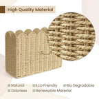 AELS Woven Natural Fibre Magazine Holder, Scalloped Edge Floor Magazine Rack, Hand-woven Organizer, Boho Modern Farmhouse Book Basket, File Newspaper Mail Holder for Office