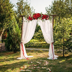TREETDOBV Rose Swag Flowers,Wedding Arch Flowers Artificial Rustic Flower Swag, Peony Door Wreath, Green Leaves Rose Peony Sunflowers Door Wreath Home Decoration(red)
