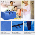Heavy Duty Extra Large Moving Bags W/Backpack Straps - Strong Handles & Zippers, Storage Totes For Space Saving, Fold Flat, Alternative to Box and Bin (Set of 6, Multicolor)