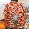 HyeFlora Artificial Fake Fall Hanging Flowers for Outdoor Decor, 2PCS Faux Silk Morning Glory Hanging Plants Mums Vine for Home Garden Wall Party Indoor Outside Decoration (Fall Orange+Light Orange)