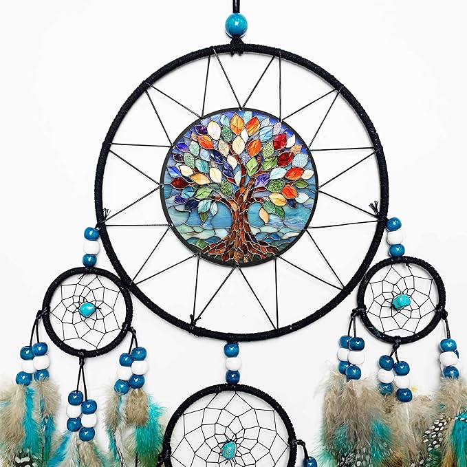 Large Dream Catchers for Girls Room Decor Adult Boho Suncatcher Dream Catcher Wall Decor Tree of Life Hanging Ornament for Living Room Dorm Decor Hippie Gifts