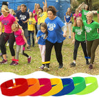 Augshy 3 Legged Race Bands, Assorted Colors Elastic Tie Rope Resistance Bands for Relay Race Game Carnival Field Day Backyard Game Party Supplies