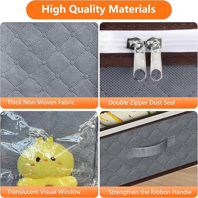 90L Under Bed Storage Containers,2-Pack Closet Organizers and Storage Bins,for Organization and Storage Clothes, Shoes, Blankets & Pillows,Visible Transparent Top Storage Bins with Lids, Grey