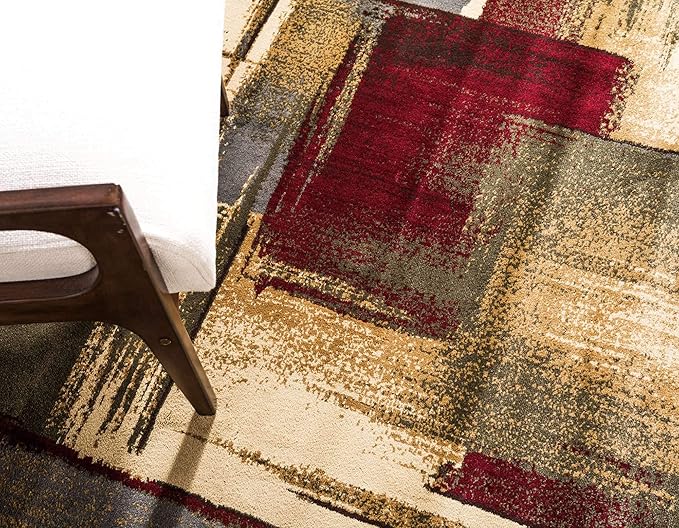 Unique Loom Barista Collection Area Rug - Timor (8' Round, Multi/ Red)