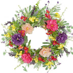 WreathDream Artificial Spring Summer Wreath Peony Wreaths for Front Door with Olive Leaf,Eucalyptus Leaf,Daisy,Lavender for Indoor Outdoor Wall Festival Home Farmhouse Wedding Decor