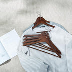 ELONG HOME Solid Wooden Hangers 20 Pack, Wood Suit Hangers with Extra Smooth Finish, Precisely Cut Notches and Chrome Swivel Hook, Wooden Clothes Hangers for Shirt Coat Jacket Dress
