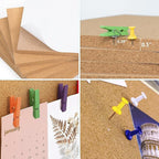 AKTOP Cork Board Bulletin Board 17"x8", 1/2" Thick Cork Board Tiles 6 Pack, Small Pin Board for Wall Decor, Self Adhesive Corkboards with 60 Push Pin Wood Clips for School, Home & Office