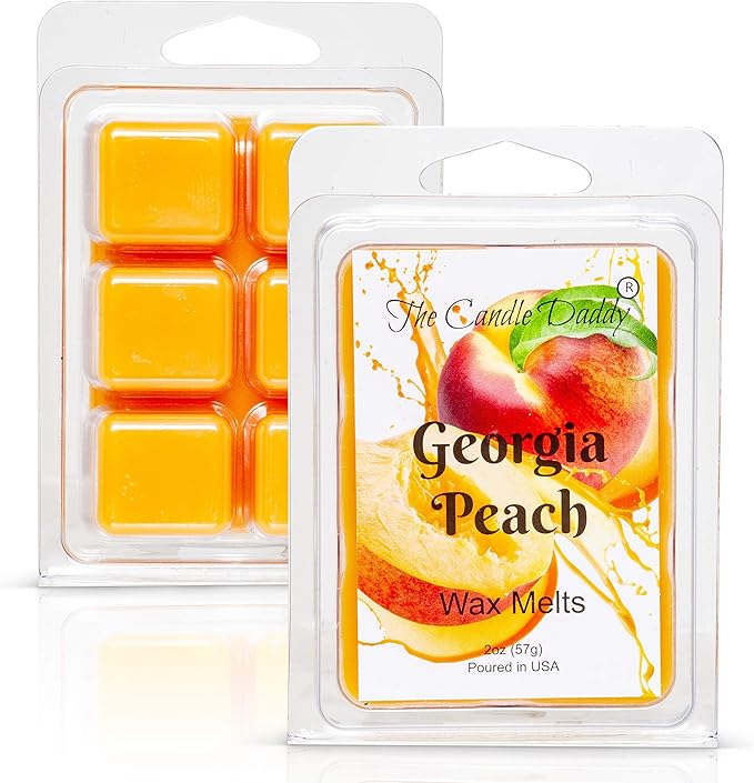 Georgia Peach - Southern Peach Fruit Scented Melt- Maximum Scent Wax Cubes/Melts- 1 Pack -2 Ounces- 6 Cubes, Gift for Women, Men, BFF, Friend, Wife, Mom, Birthday, Sister, Daughter, Anniversary