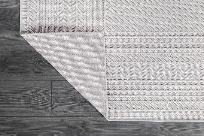 Micro Loop Indoor Rug White 5x7 Boho Geometric Neutral Area Rugs for Living Room Soft Luxury Modern Low and High Pile Durable Stain Resistant Non-Shedding Indoor Area Carpet 5 x 7