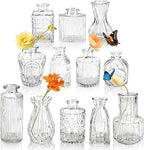 Der Rose Glass Bud Vases Set of 12, Small Bud Vases for Flowers, Rustic Wedding Centerpieces and Home Decor