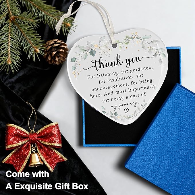 Thank You Gifts for Women, Coworkers, Ornaments fot Friendship Gift, Ceramic Heart Shape Appreciation Gift for Employee, Teacher, Car Hanging Ornaments, Car Charm, Mirror Accessories