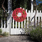 20 Inch Spring Summer Floral Wreath, Violet Artificial Silk Flowers with Green Eucalyptus Leaves, Farmhouse Faux Greenery Wreath for Front Door Outdoor Wall Wedding Home Decor