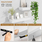Fun Memories Floating Shelves Bathroom for Wall Mounted Shelves, 20 Inch Wood Shelf Set of 2, Home Storage & Display Decor, White