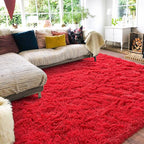 Rugs for Living Room 8x10, Soft Shaggy Modern Shag Area Rug for Bedroom, Upgrade Non-Slip Plush Fluffy Carpet for Kids Boys Girls Room Home Decor Aesthetic, Red