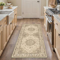 Brown Runner Rug 2x6 Washable Vintage Long Carpet for Hallway Kitchen Soft Retro Low Pile Thin Indoor Runner Non Slip Oriental Medallion Throw Rug for Bathroom Bedroom Laundry Dining Room