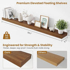 Fun Memories 55 Inch Floating Shelves Bedroom, Large Extra Floating Shelf Set of 2 with Invisible Brackets, Walnut