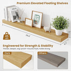 Fun Memories 40 Inch Floating Shelves, Long Wood Wall Shelf Set of 2 with Invisible Brackets, for Bathroom, Living Room, Bedroom, Kitchen, Oak