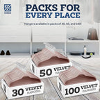 ZOBER Blush Velvet Hangers 50 Pack - Clothes Hangers, Coat Hanger for Pants & Dress Clothes - Non Slip w/ 360 Degree Swivel, Holds up to 10 lbs - Strong Felt Hanger for Clothing