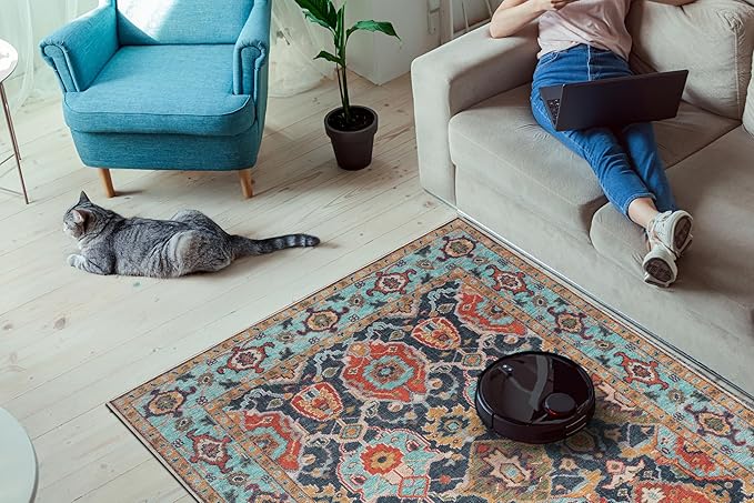 Keen Home Design 3x5 Rug - Machine Washable Entry Rug with Non-Slip Backing, Ideal for Enteryway, Kitchen, Bathroom, Laundry Room - Vintage, Easy Clean, Durable, Low Pile Rug - (3' x 5')