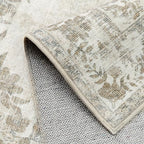 3x4 Area Rug Beige Washable Office Vintage Distressed Carpet Bedroom Indoor Neutral Medallion Floral Living Room Non Slip Retro Throw Floor Mat for Dining Room Kitchen Bathroom