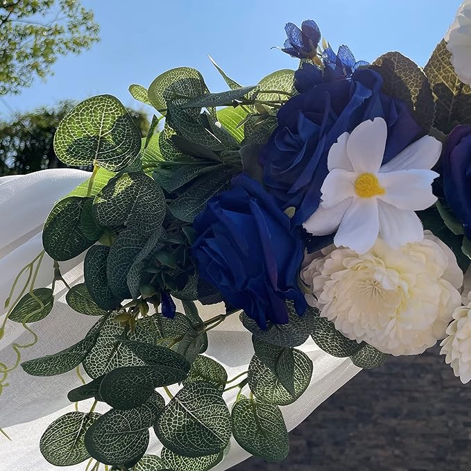 Wedding Arch Flowers, Rose Decorative Floral Swag for Lintel, 30Inch Artificial Greenery Eucalyptus Leaves Flower for Door Window Home Decoration