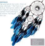 Large Dream Catchers, Boho Handmade Woven Blue and Black Dream Catcher Wall Hanging Ornament for Bedroom Living Room Adults Wedding Party Decor, Festival Blessing Gift (Blue & Black)