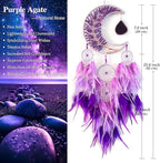 Dream Catchers,Dream Catchers for Adults,Purple Dream Catcher,Dream Catcher for Girls,Purple Crystal Tree Life,Chakra Gemstone Agate Stone,Home Ornaments Craft Gift