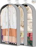 3 Pcs Garment Bags, 40" & 50" PEVA Moth-Proof Breathable Dust Cover, Hanging Clothes Covers with Bedroom, Suits, Padded Clothes, Shirts Prevent Dust