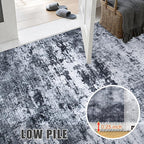 4x6 Area Rug Living Room Rug: Washable Modern Abstract Soft Thin Rug Indoor Floor No Slip Stain Resistant Carpet for Bedroom Dining Room Farmhouse Nursery Home Office - Black