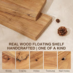 Dreamland Solid Elm Wood Floating Shelves, 18" W x 8" D Floating Shelf Wall Mounted, 8 Inch Deep Wall Shelves - Wooden Bathroom Shelf, Deep Bookshelf for Living Room, Kitchen Wall Shelf, Set of 2