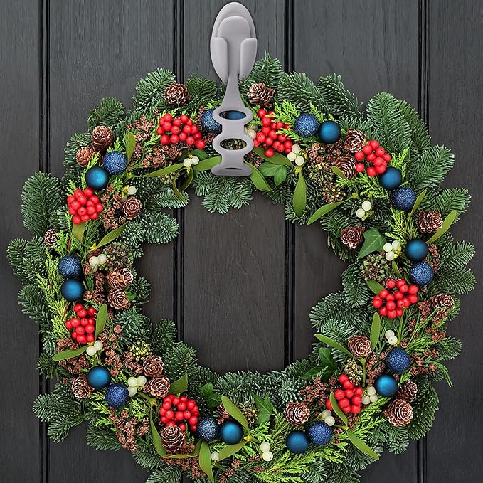 6 Pcs Christmas Wreath Holder Ties - 8.5" Adhesive Silicone Straps - Stretchable Hangers for Garland Mantle Stairways Decoration