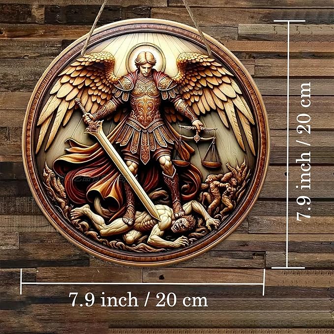 St. Michael San Miguel Arcangel Wall Pediments Home Decor Door Sign Plaques Hanging Pendant Decorations Batter Guard Angel Christian Religious Ornaments (P)