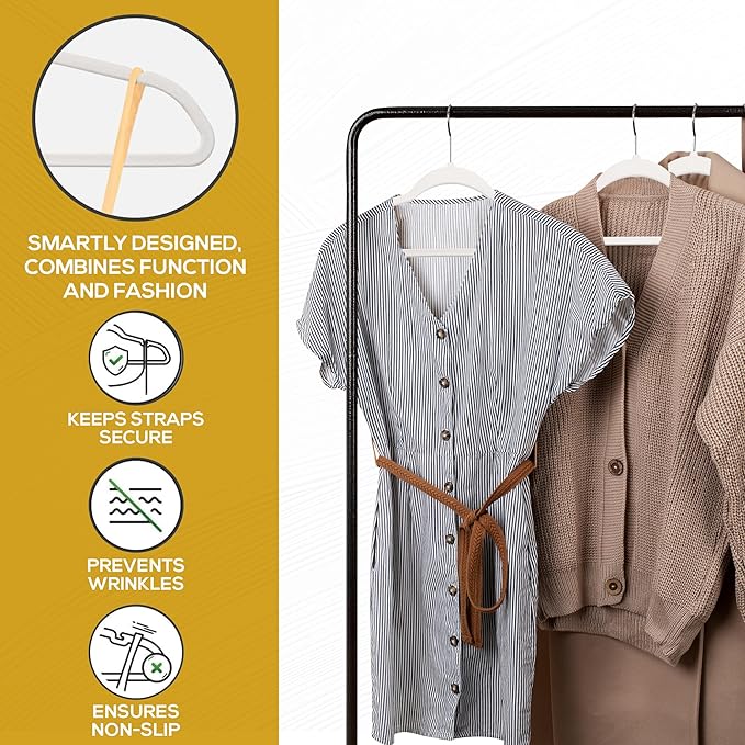 Premium Velvet Hangers 50 Pack Ultra Thin Non Slip Adult Felt Space Saving Slim Suit Hanger for Closet Heavy Duty Coat Pants Jackets Dress Hangers 360° Swivel Hook Hold Upto 10 lbs White