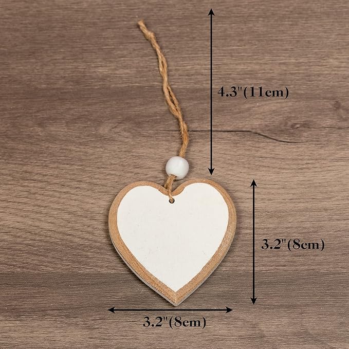 Sun&Beam Heart-Shaped Wooden Decorative Seven Styles Hanging Handmade Hearts Ornaments for Wedding Party Valentine Christmas Home Decoration Car Décor (All-7Pcs, 1Pcs)