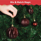 PREXTEX Wine Red Christmas Ornaments Set - 36 Shatterproof Wine Colored Ornaments for Christmas Tree, Holiday, Wreath, and Party Decor - Includes Small, Medium, Large Dark Red Christmas Balls