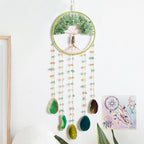 Green Tree of Life Dream Catchers with Agate Pendant Natural Dream Catchers for Aunt Wall Decor Handmade Dreamcatcher Wall Hanging Ornament for Bedroom Living Room Home Decor
