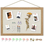 AKTOP Cork Board Bulletin Board with Linen 16.7" X 11", Small Framed Corkboard for Wall, Hanging Pin Board Picture Board for Home Office Decor, Cute Vision Board with 8 Pushpins (Carbonized Black)