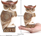 Owl Statue for Home Decor Accents, Shelf Bookshelf Table Office Living Room Decor Owl Figurine, Ideal Gifts for Bird Lovers, Antique Golden Color