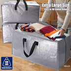 Cosy Family 8 Pack Heavy Duty Extra Large Moving Bags with Backpack Straps - Strong Handles & Zippers, Storage Totes For Space Saving, Fold Flat, Alternative to Moving Box (40 gal, Silver)