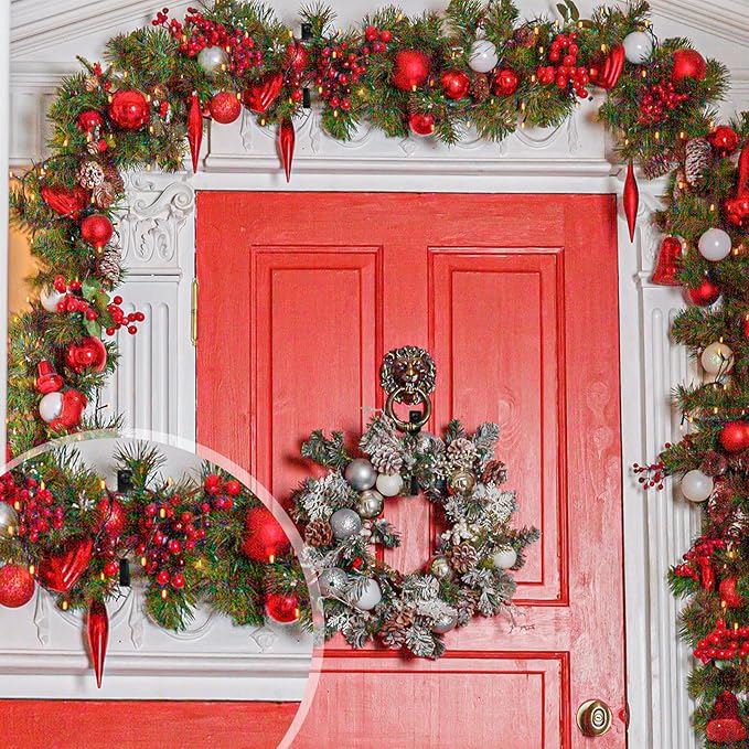 MorningRo 4 Set Large Front Door Garland Hanger Heavy Duty Cast Iron 33 lb Door Garland Hanger Self Adhesive Hook No Nails Screws for Christmas Halloween Decorations(Black)